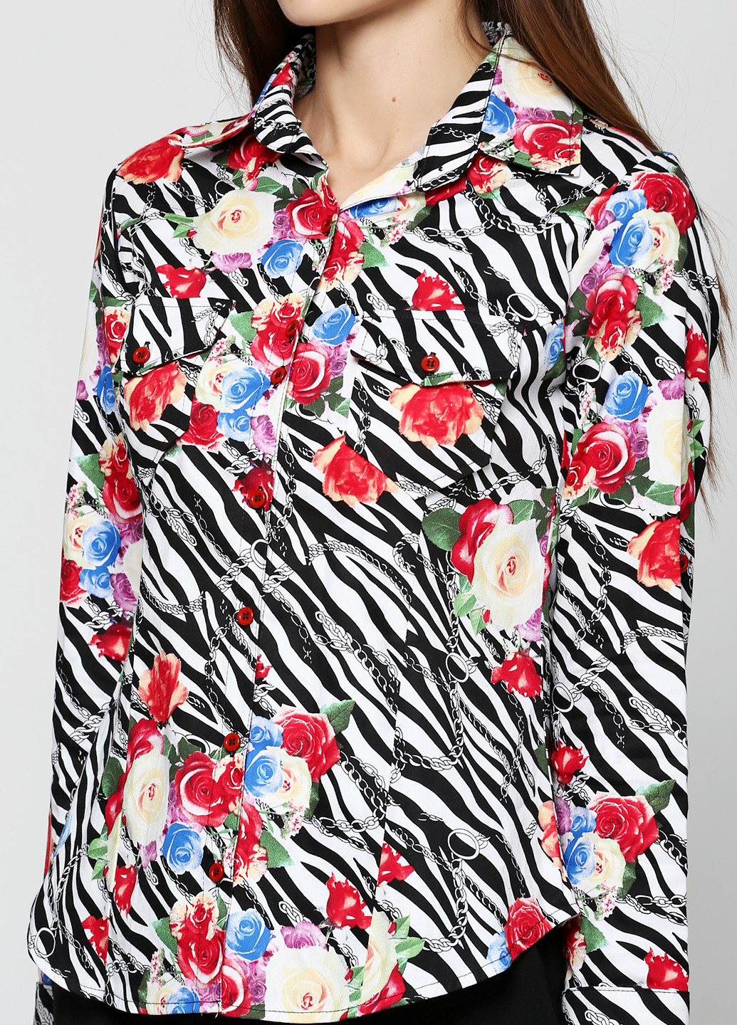 Черная кэжуал рубашка с цветами ZUBRYTSKAYA