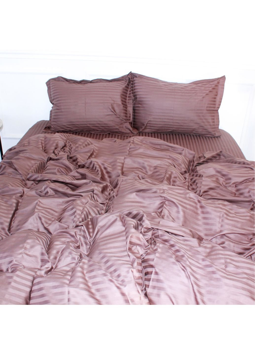 Постільна білизна Satin Stripe 30-0006 Dark Brown 2х143х210 (2200005249482) Mirson (254073120)