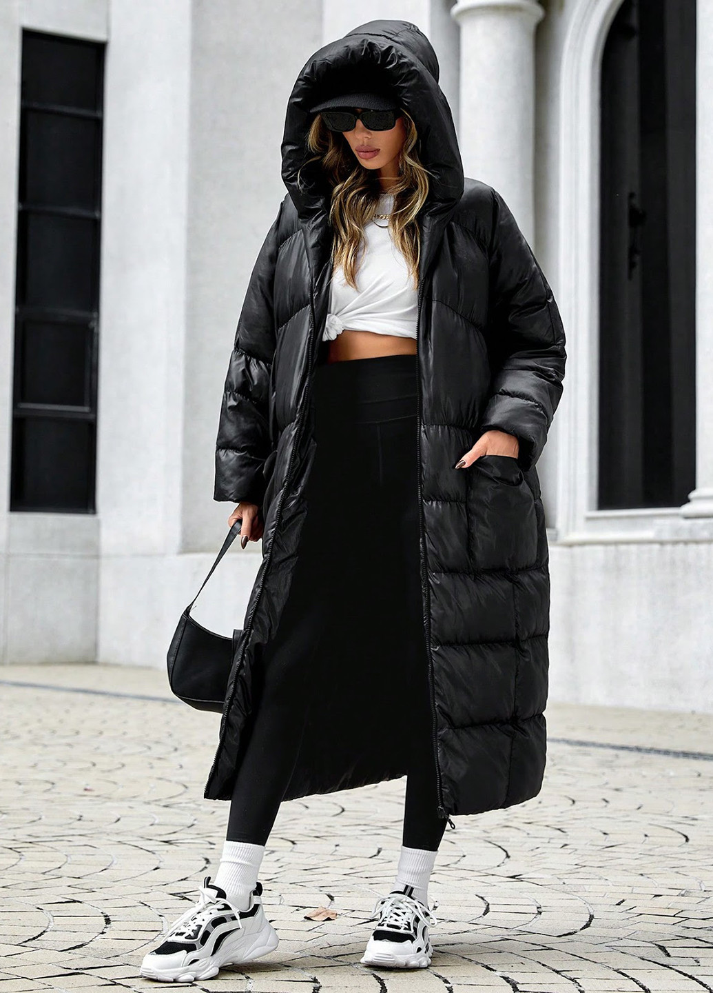 Чорна зимня куртка куртка-ковдра SHEIN