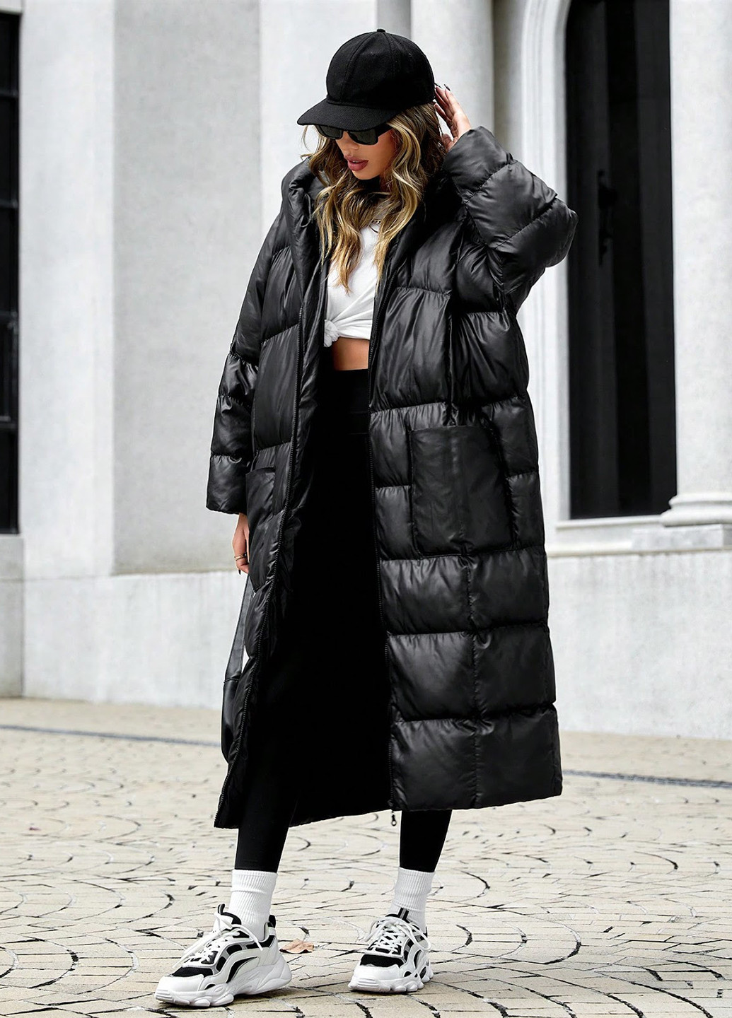 Чорна зимня куртка куртка-ковдра SHEIN