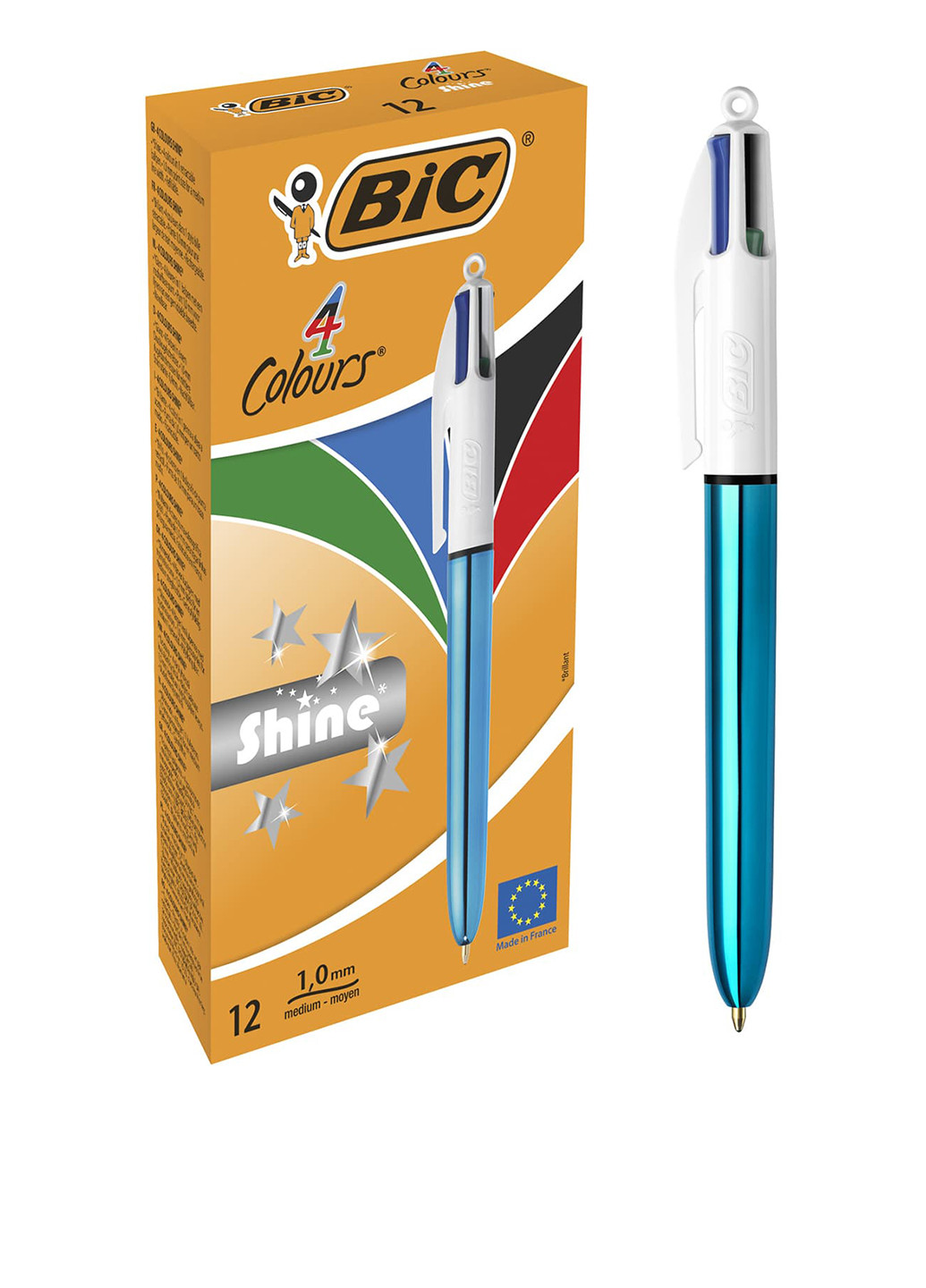 Набір кулькових ручок 4 Colours Shine Blue 1 мм, (12 шт.) Bic (249565410)