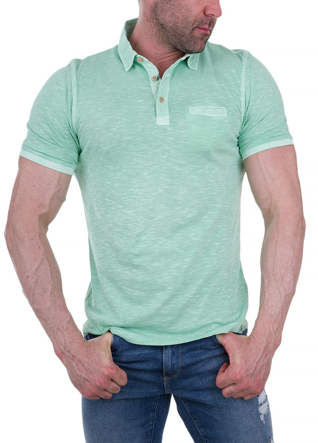 Бирюзовая футболка-футболка для мужчин COLOURS & SONS однотонная