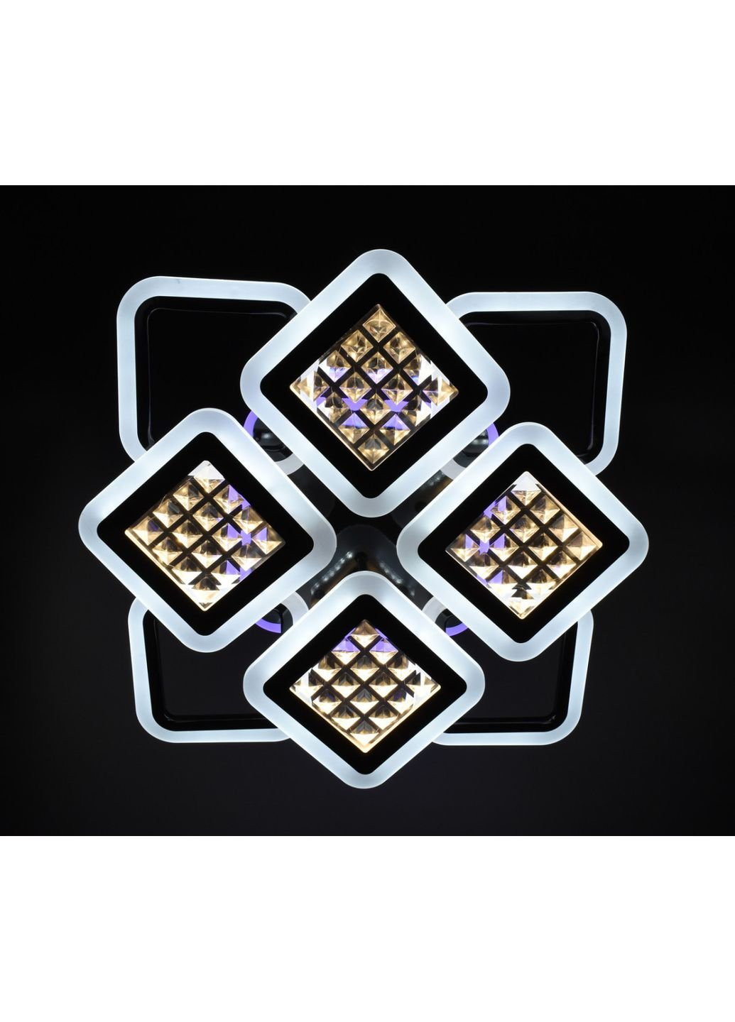 Люстра потолочная LED с пультом A2723/4+4S-RGB-bk-d Черный 11х54х62 см. Sunnysky (253628016)