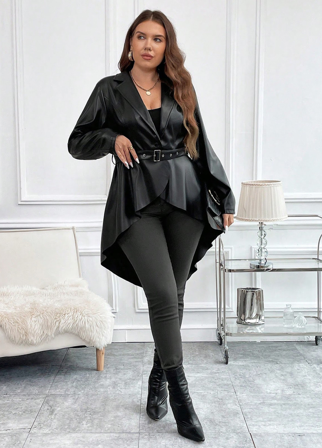 Черный женский жакет SHEIN однотонный - демисезонный