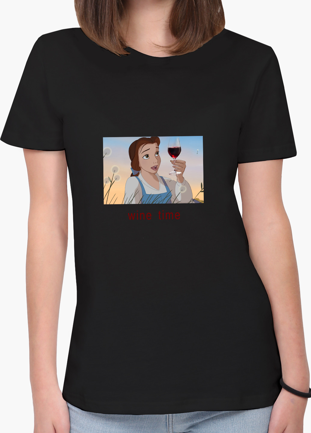 Футболка жіноча Белль з вином Дісней (Disney Belle) (8976-1429) XXL MobiPrint - (227212217)