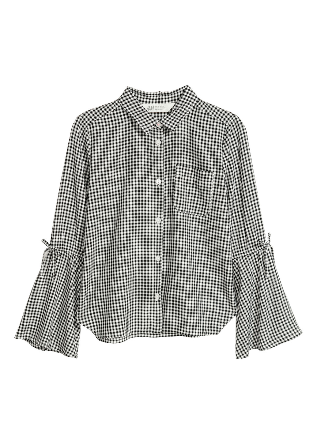 Черно-белая блузка с длинным рукавом H&M демисезонная