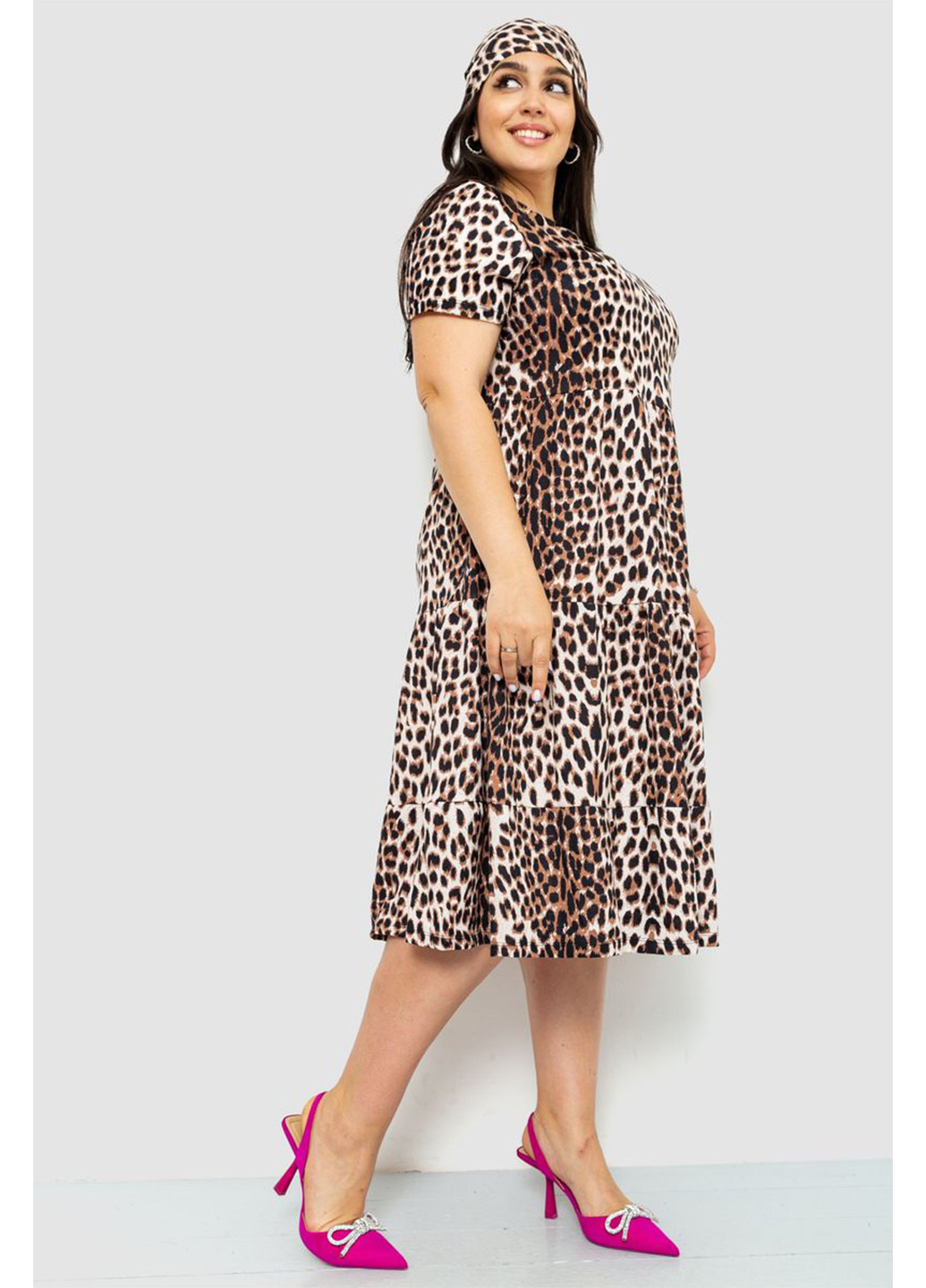Світло-коричнева кежуал сукня а-силует Ager леопардовий