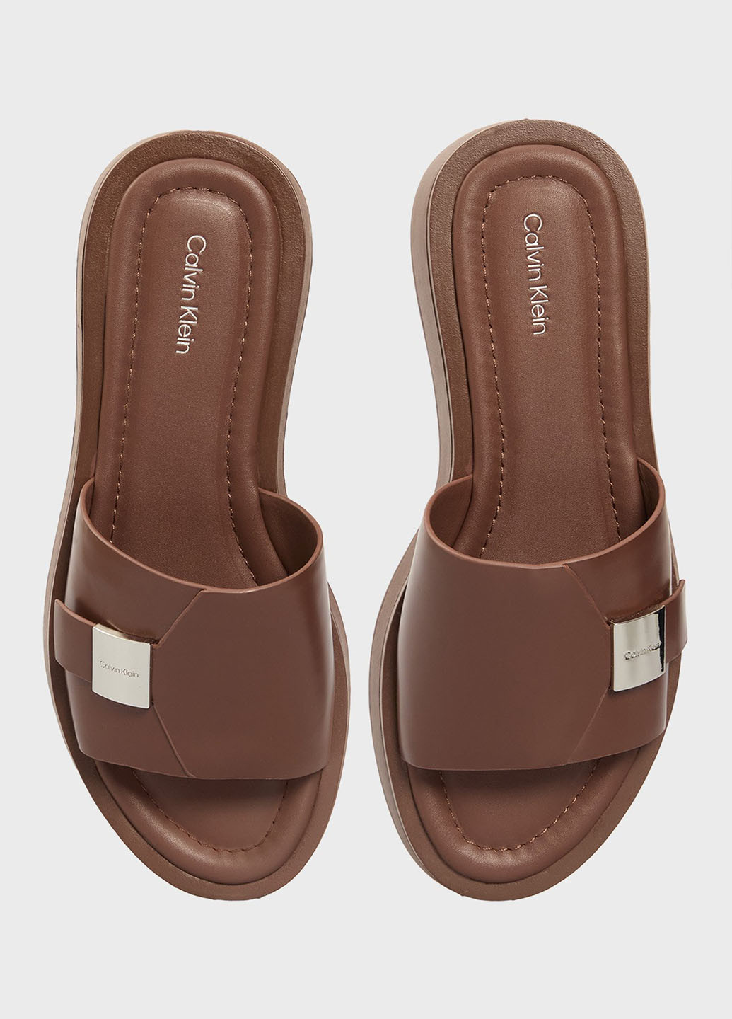 Коричневые шлепанцы Calvin Klein с логотипом