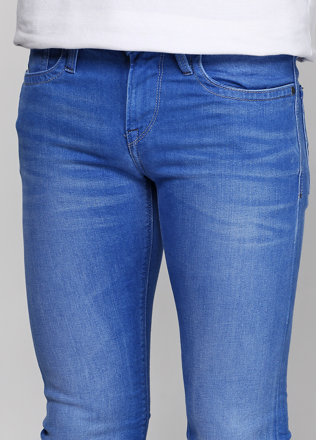 Темно-голубые демисезонные зауженные джинсы Pepe Jeans