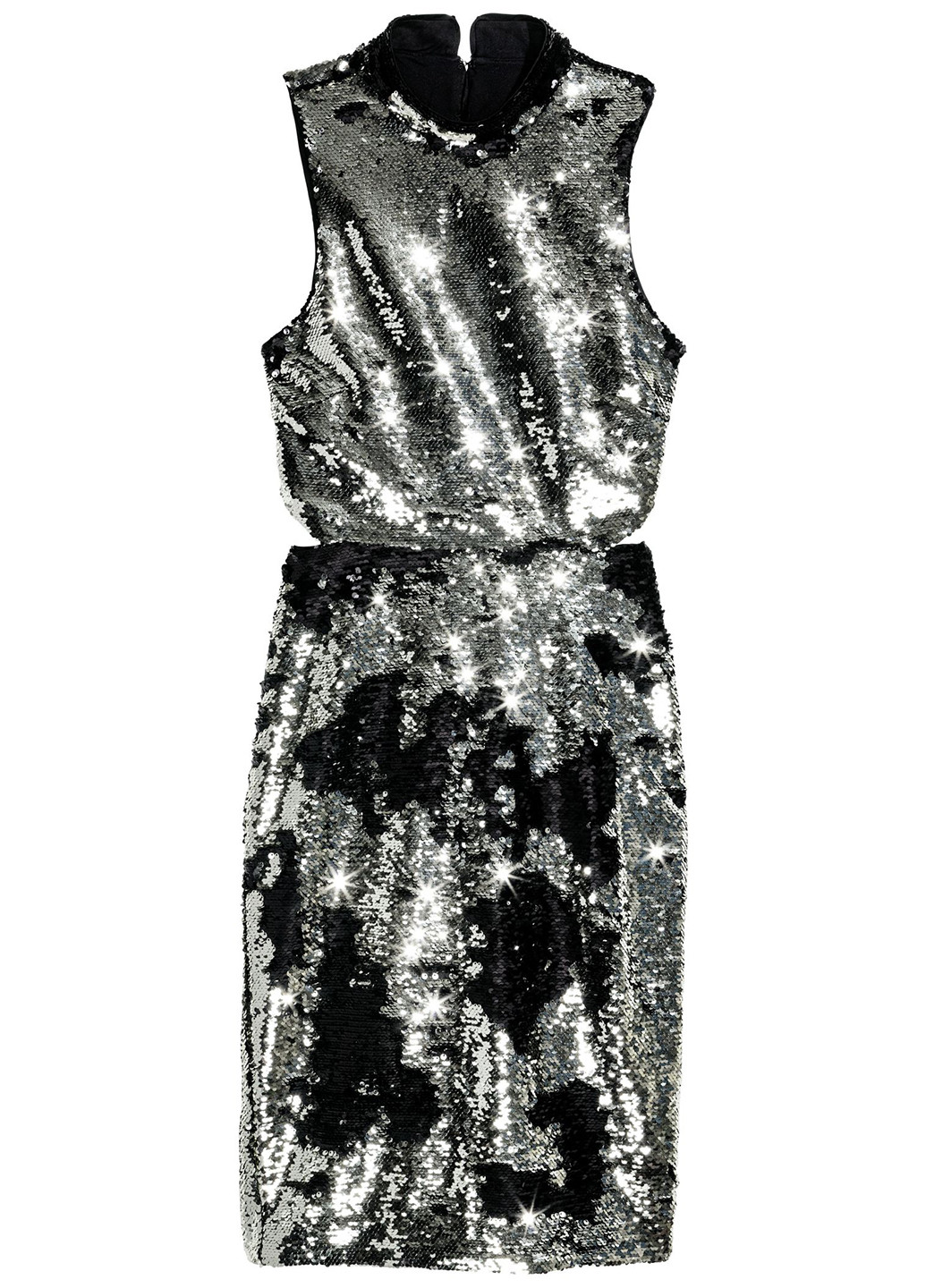 Серебряное коктейльное платье с открытой спиной H&M
