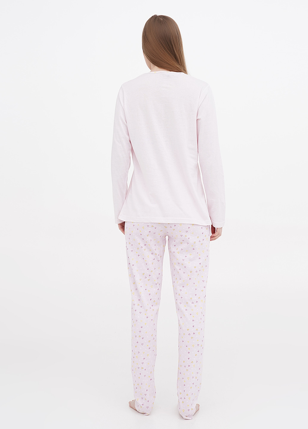 Светло-розовая зимняя пижама (лонгслив, брюки) Normann