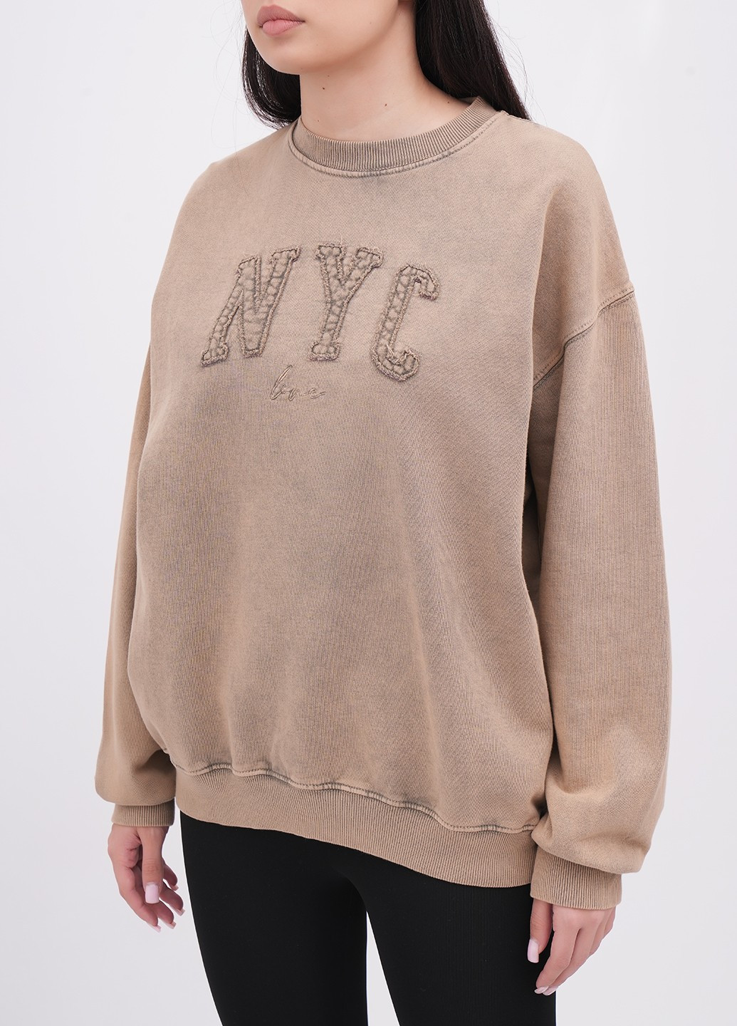 Бежевий світшот EQUILIBRI варенка вишивка, нашивки (341745087)