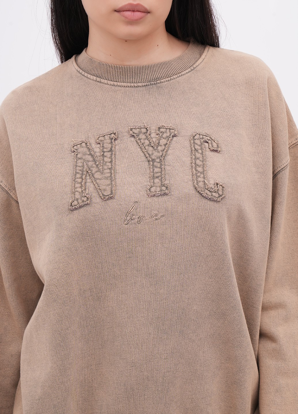 Бежевий світшот EQUILIBRI варенка вишивка, нашивки (341745087)