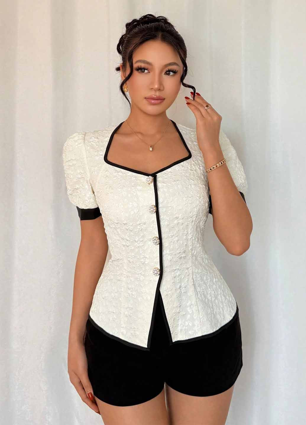 Кремовая блуза SHEIN