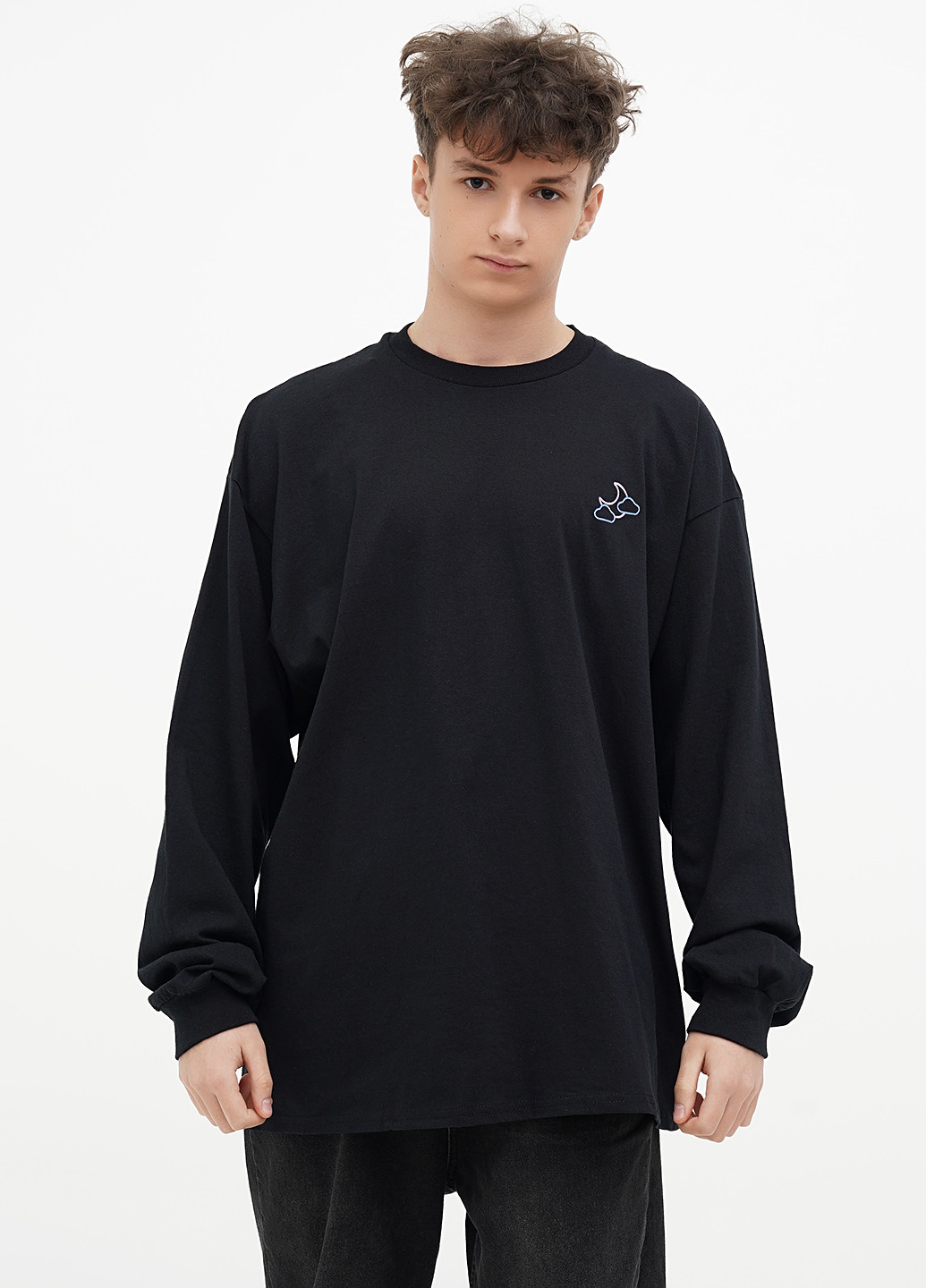 Лонгслів Gildan малюнок чорний кежуали трикотаж, бавовна