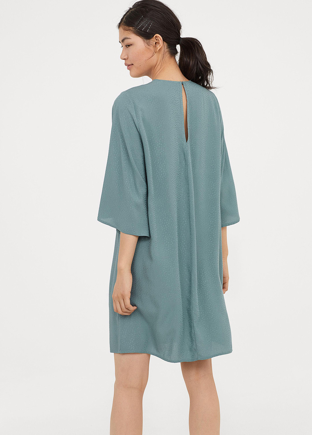 Бирюзовое кэжуал платье а-силуэт H&M с абстрактным узором
