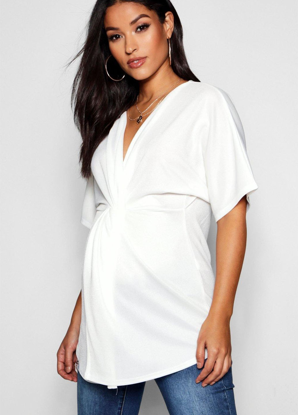 Белая летняя блуза для беременных Boohoo