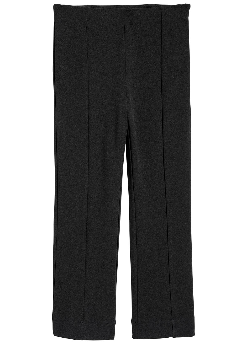 Черные кэжуал демисезонные прямые, укороченные брюки H&M