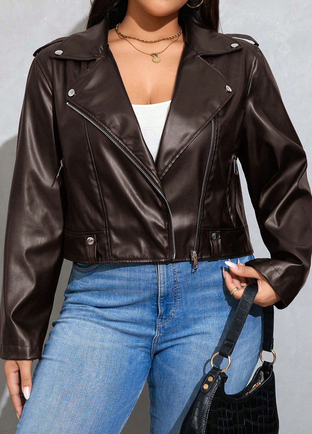 Коричнева демісезонна куртка косуха SHEIN