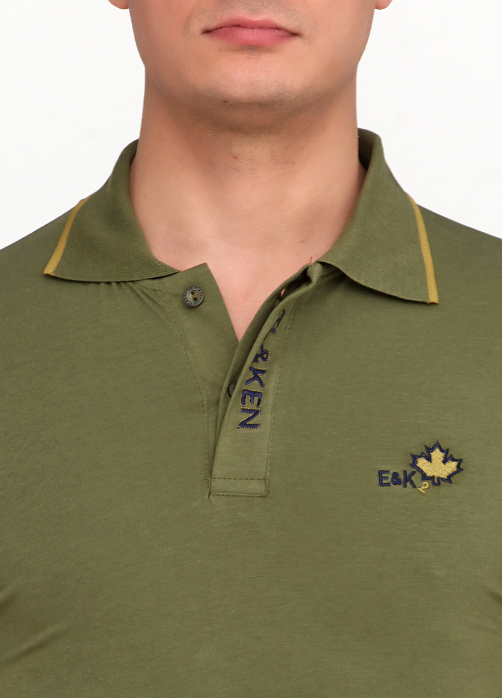 Оливковая футболка-поло для мужчин EL & KEN с логотипом