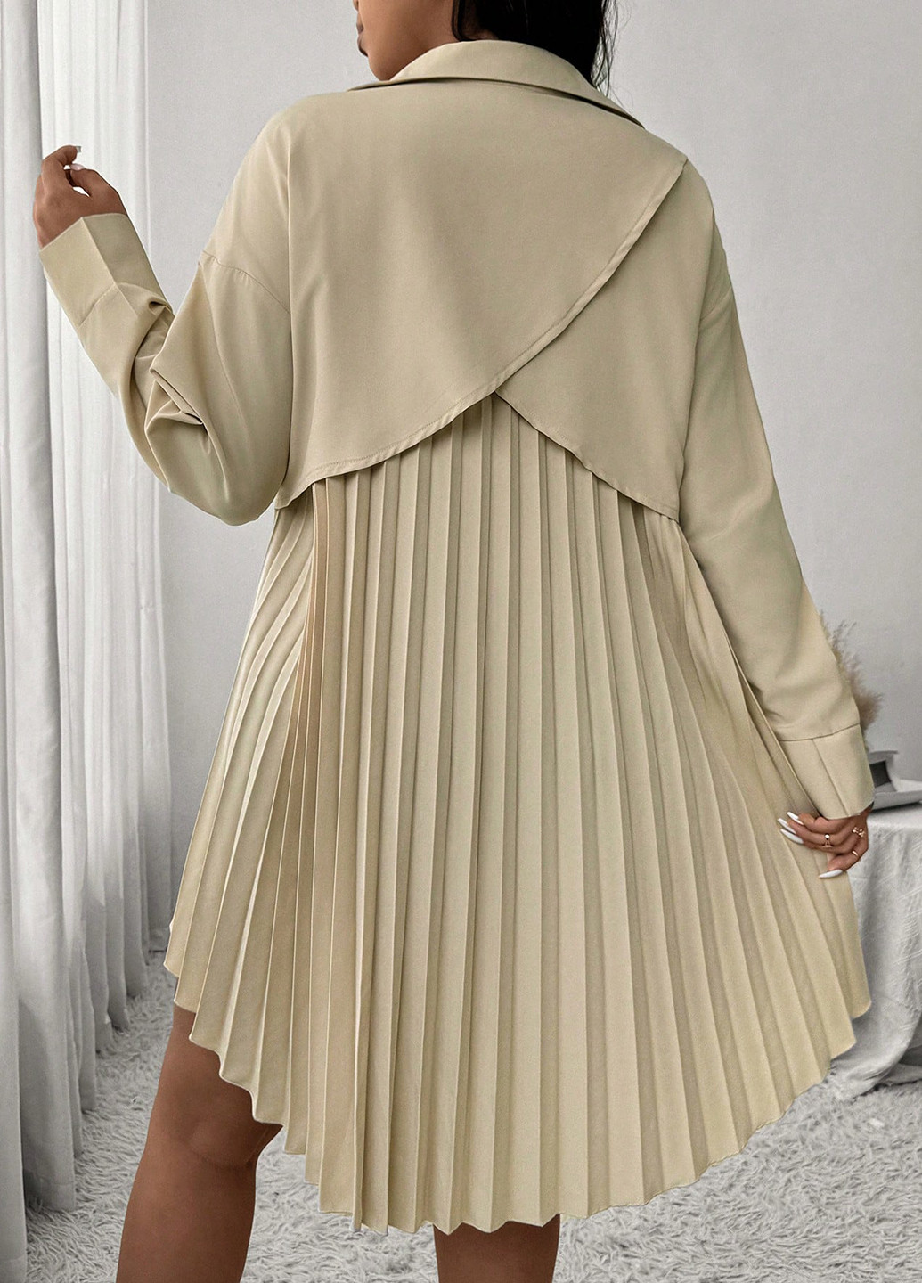 Бежева кежуал сукня сукня-сорочка SHEIN однотонна