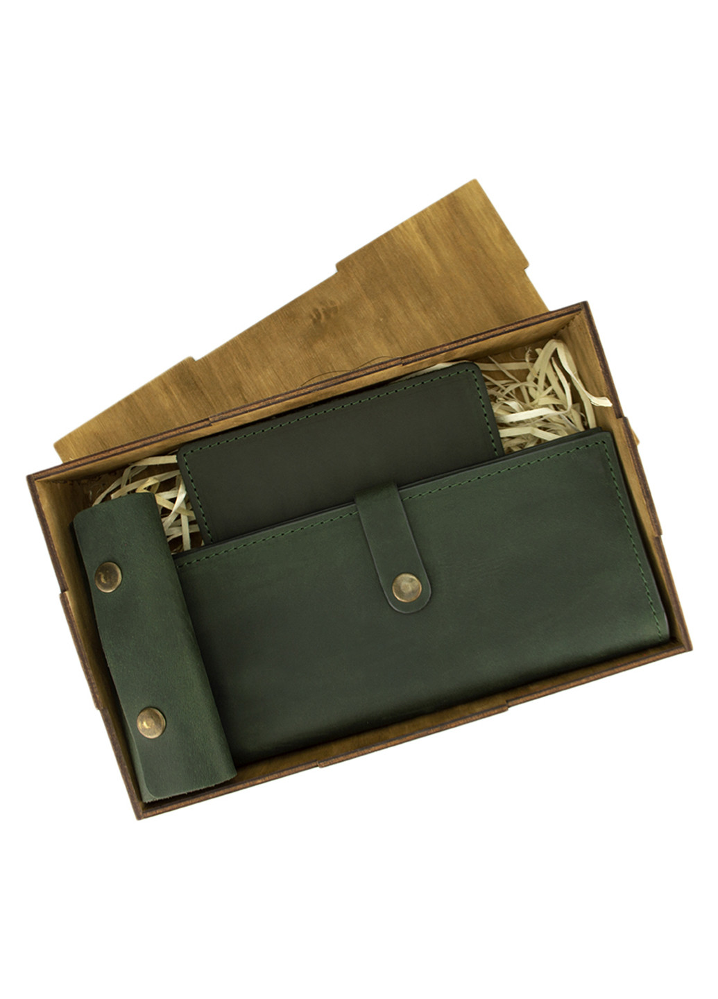 Женский подарочный набор №45 зеленый (кошелек, обложка, ключница) в коробке HandyCover (206521417)