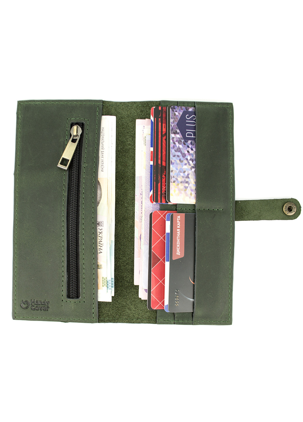 Жіночий подарунковий набір №45 зелений (гаманець, обкладинка, ключниця) в коробці HandyCover (206521417)