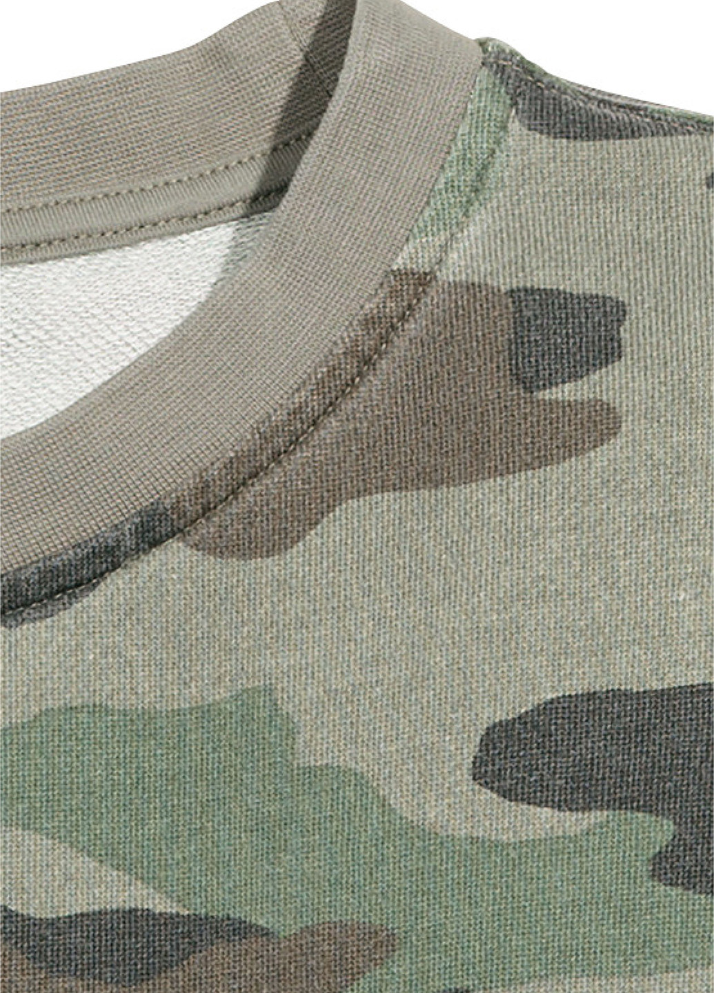 Свитшот H&M - Прямой крой камуфляжный хаки кэжуал трикотаж, хлопок - (188979877)
