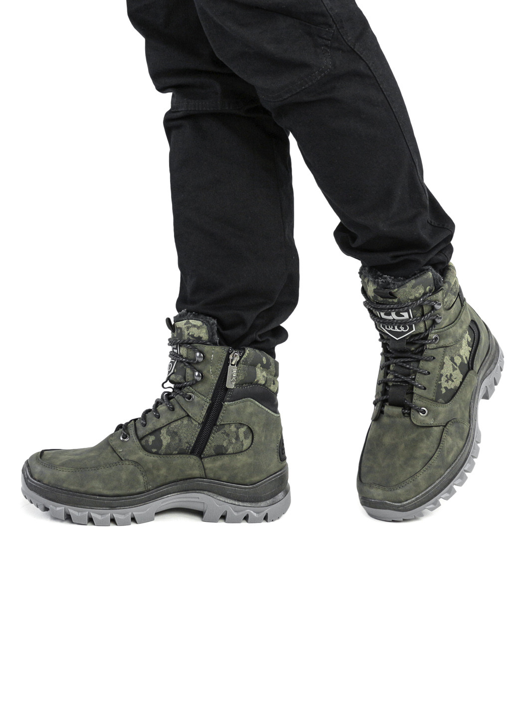 Хаки зимние ботинки зимние мужские на молнии высокие хаки (1476590542) Dago Style
