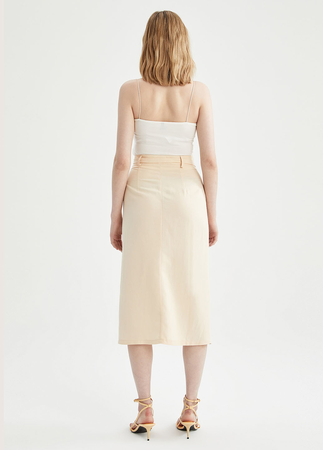 Светло-бежевая кэжуал однотонная юбка DeFacto на запах