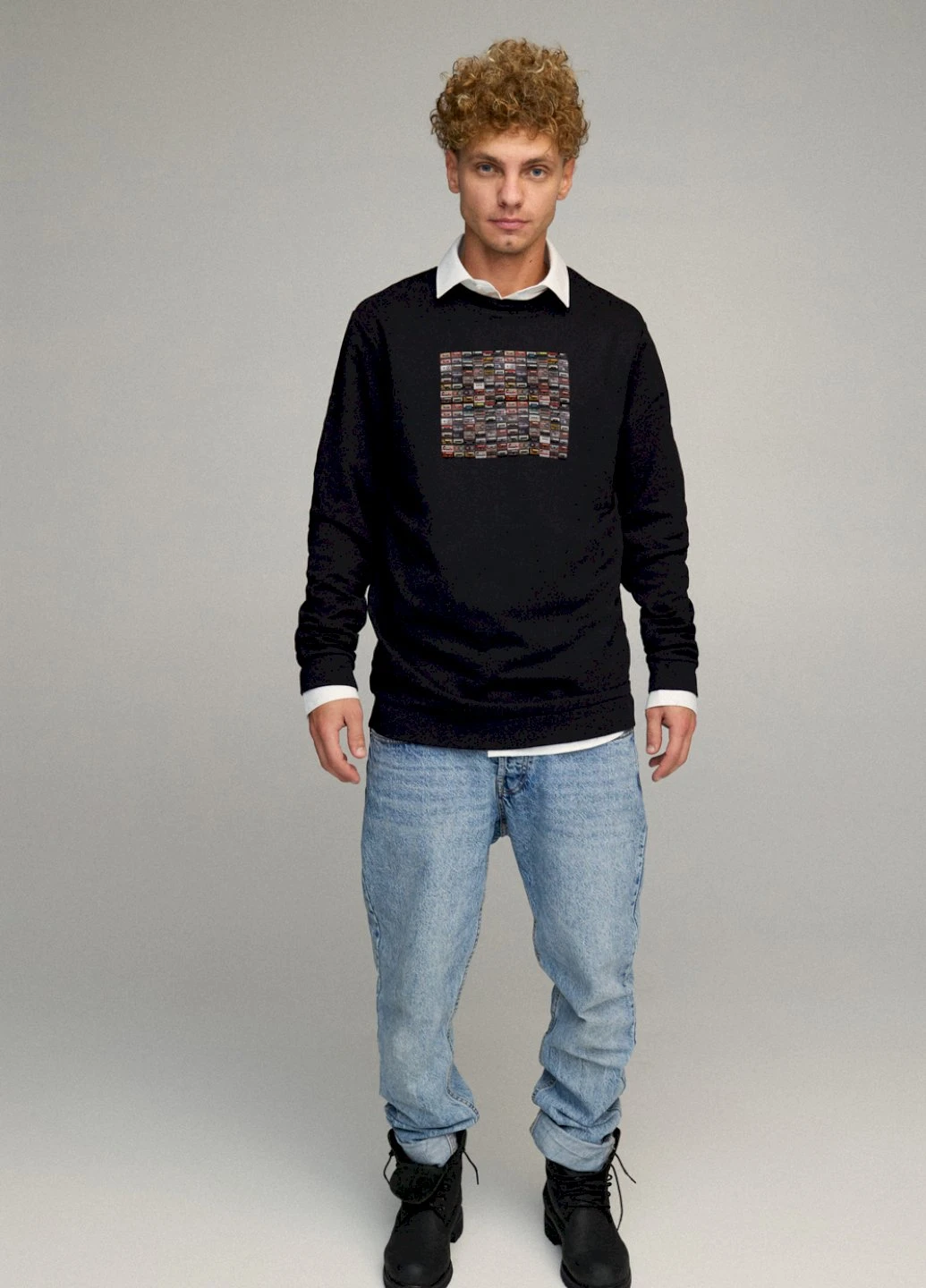 Чорний свитшот мужской oversize /no flis/ YAPPI малюнок (254557486)