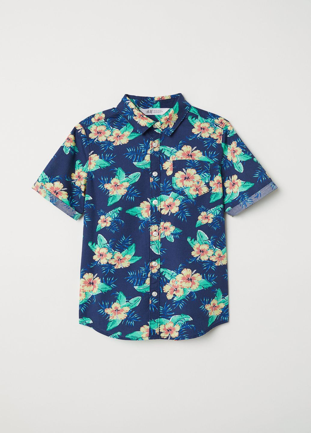 Синяя кэжуал рубашка с цветами H&M