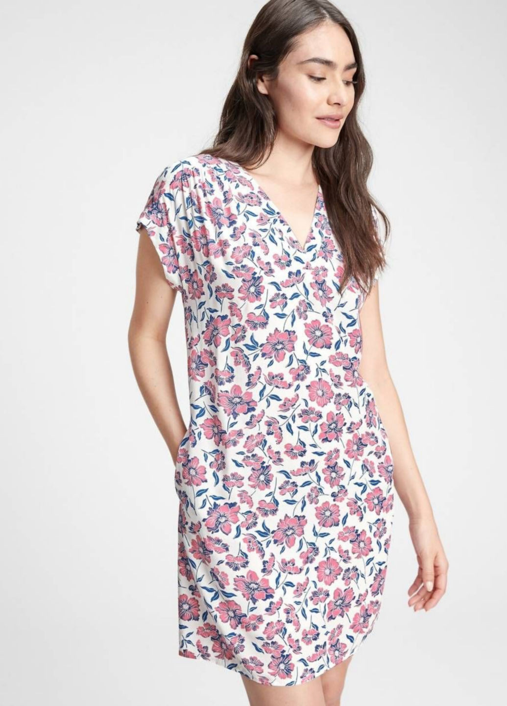 Молочное кэжуал платье Gap с цветочным принтом
