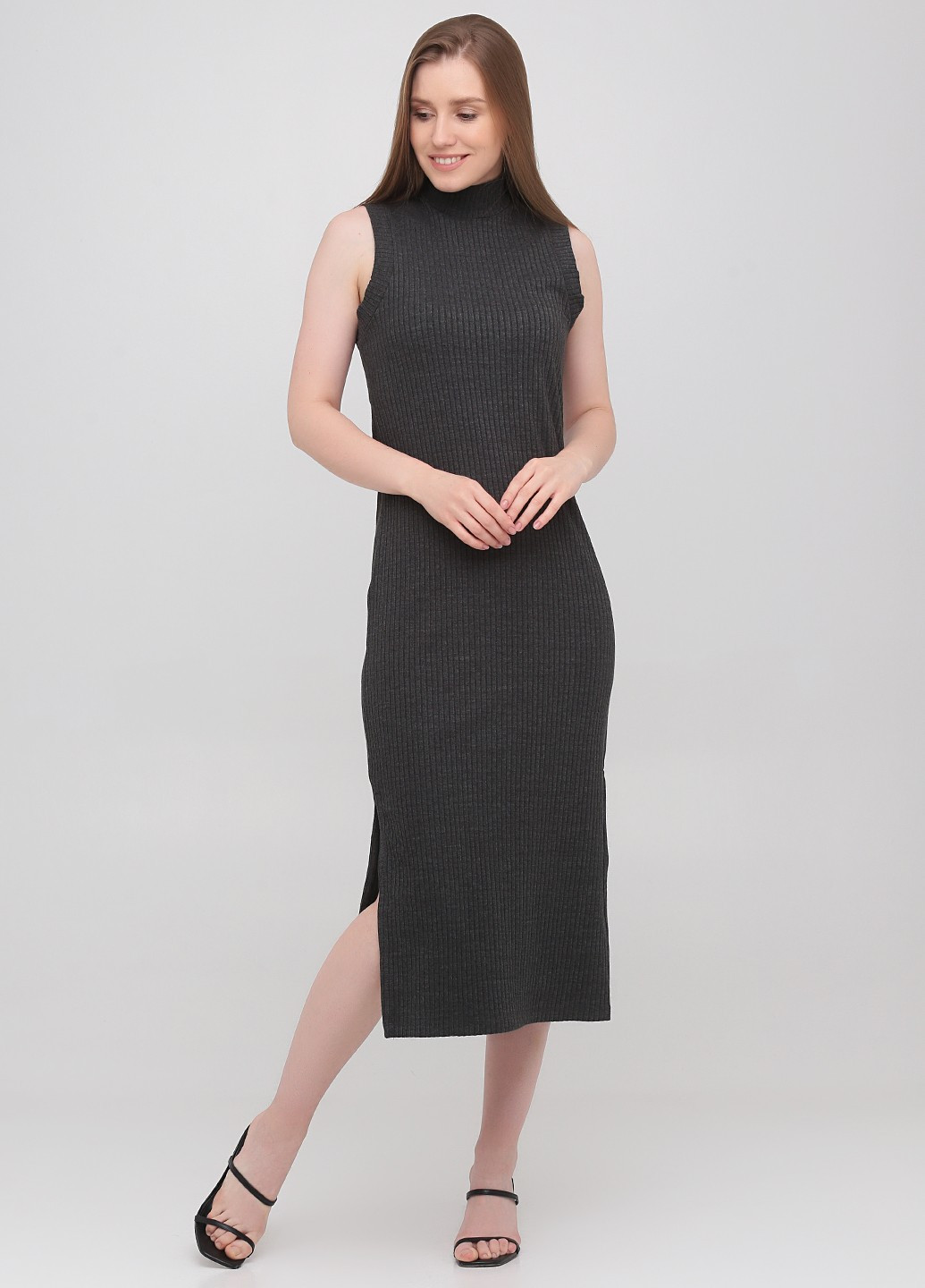 Темно-сіра кежуал сукня сукня-водолазка Monki однотонна