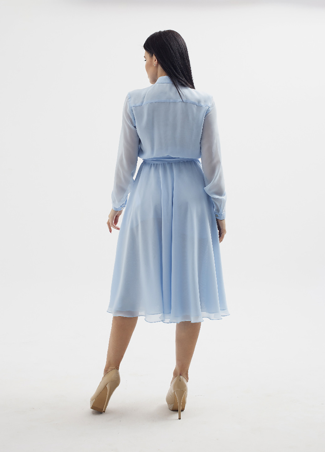 Голубое кэжуал платье миди Brunello de Neri однотонное