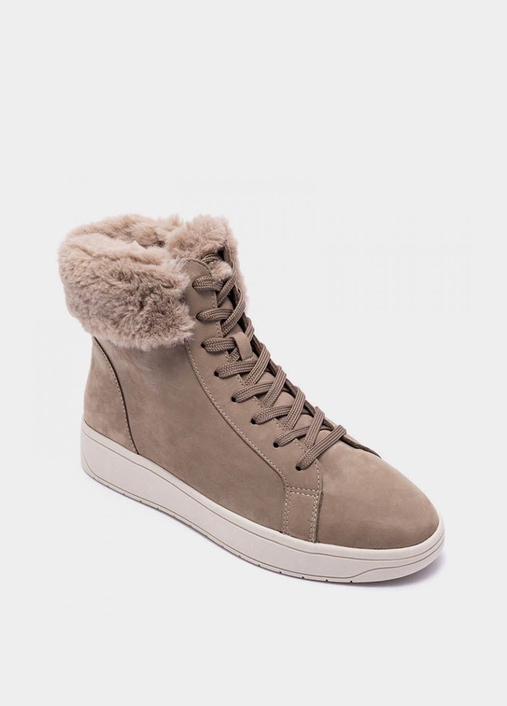Осенние ботинки Caprice с мехом, с белой подошвой из натурального нубука