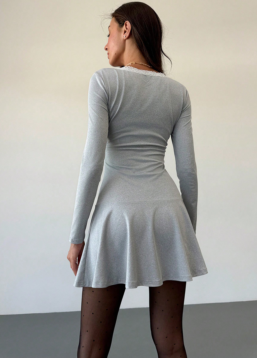 Сіра кежуал сукня силуетна, з спідницею-сонце SHEIN меланжева