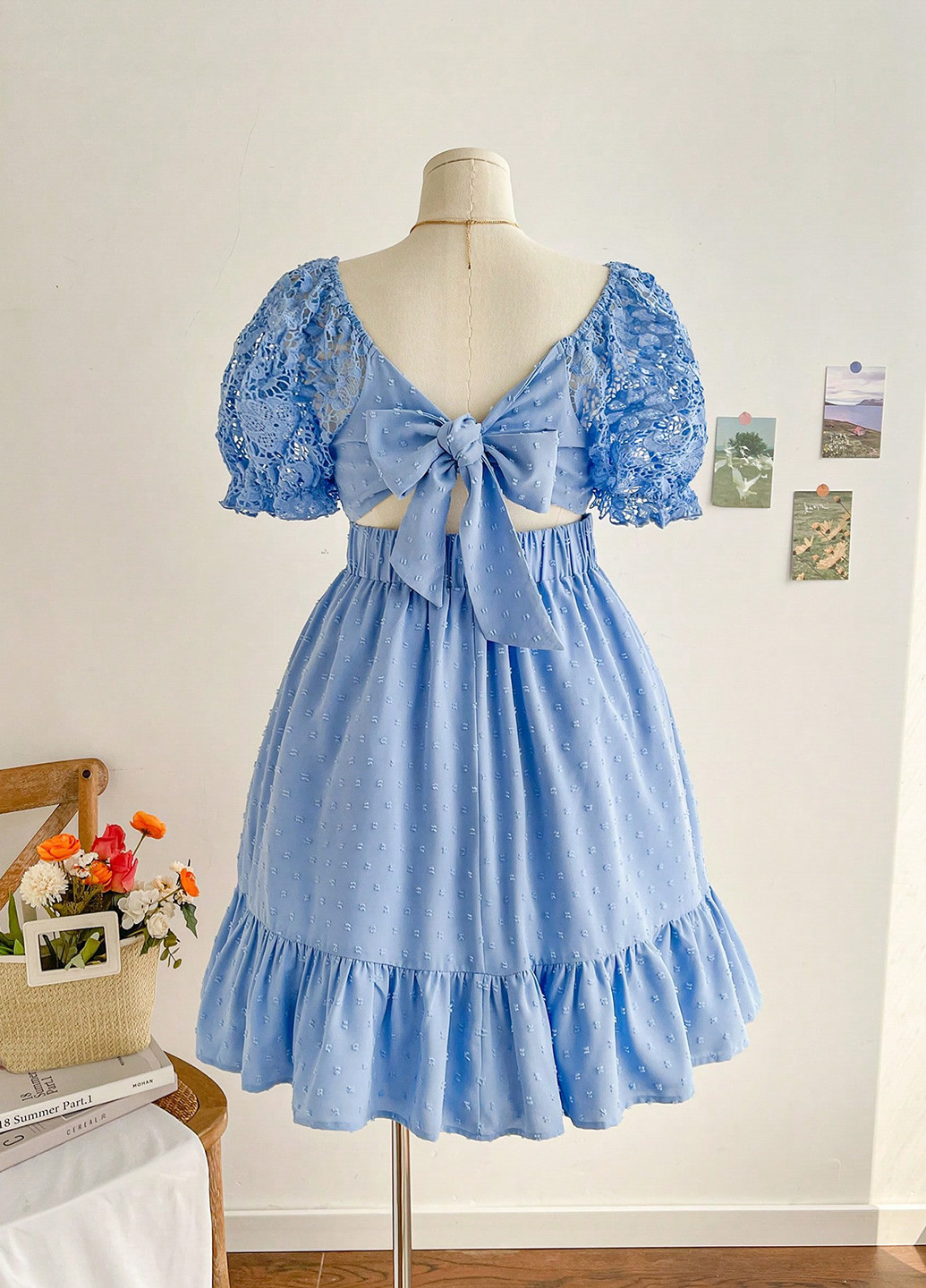 Синее вечернее платье клеш SHEIN однотонное