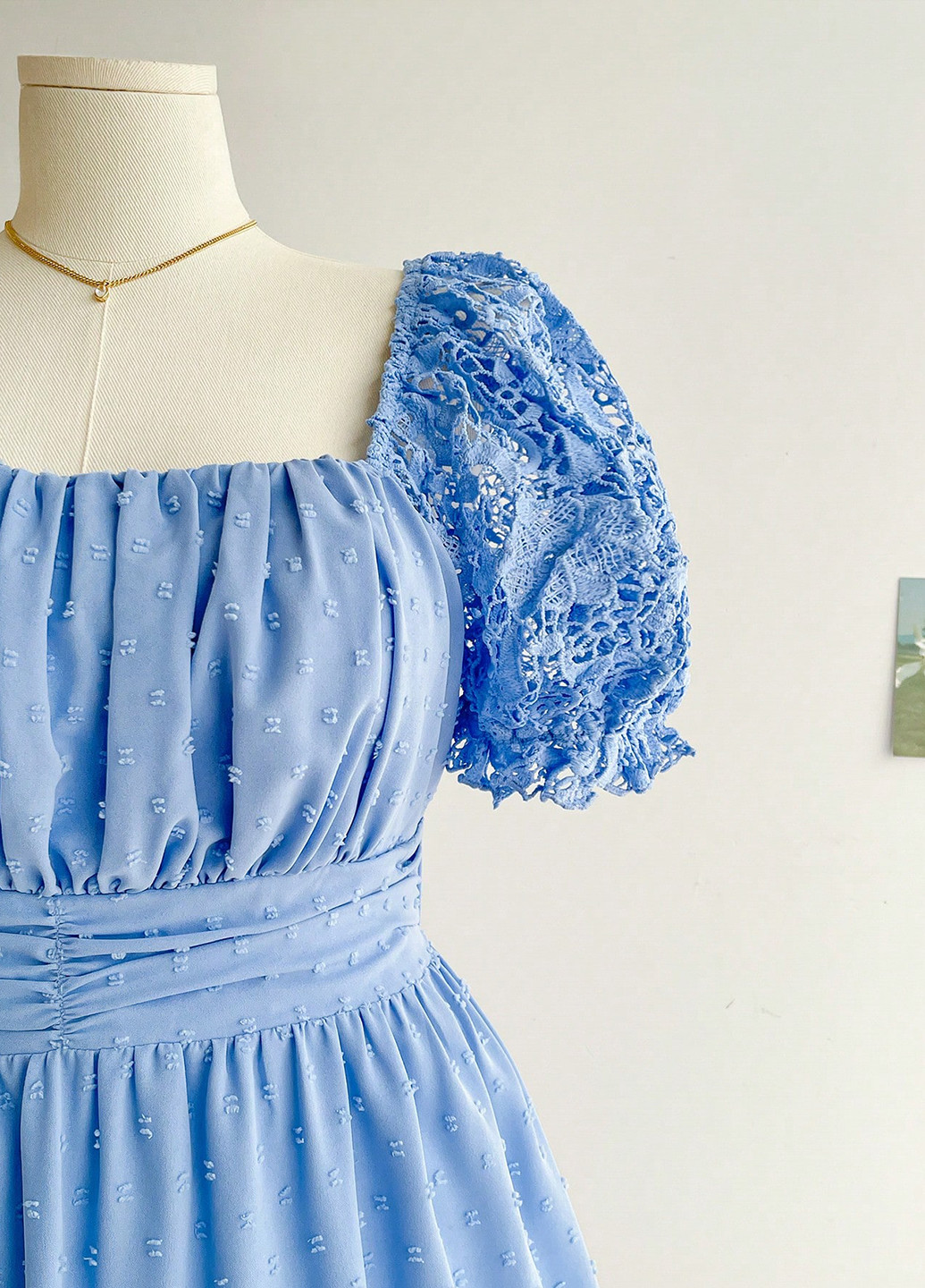 Синее вечернее платье клеш SHEIN однотонное