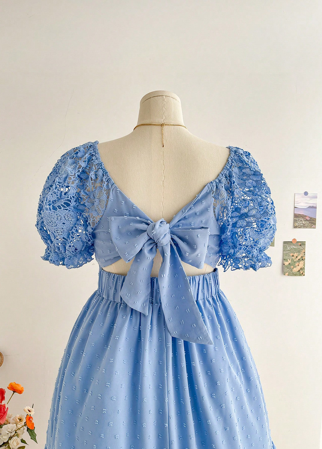 Синее вечернее платье клеш SHEIN однотонное