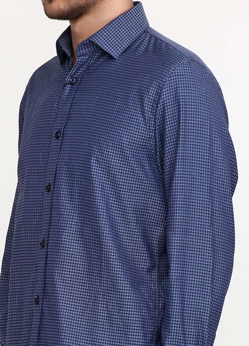 Темно-синяя кэжуал рубашка с орнаментом Matinique с длинным рукавом