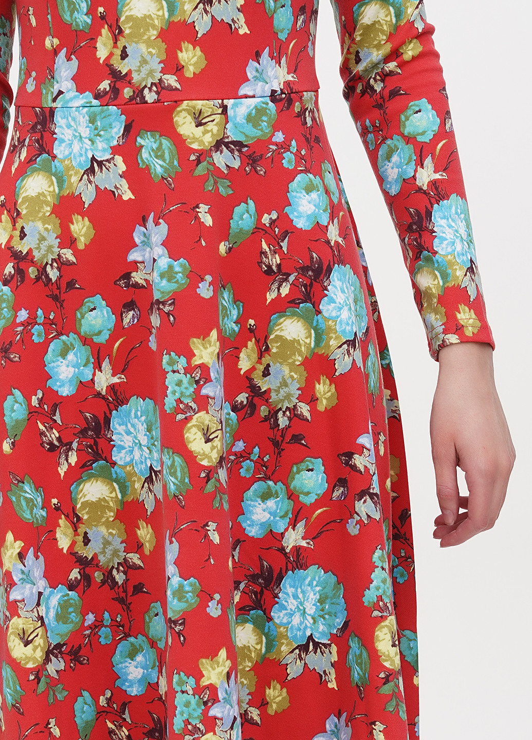 Красное кэжуал платье клеш Laura Bettini с цветочным принтом