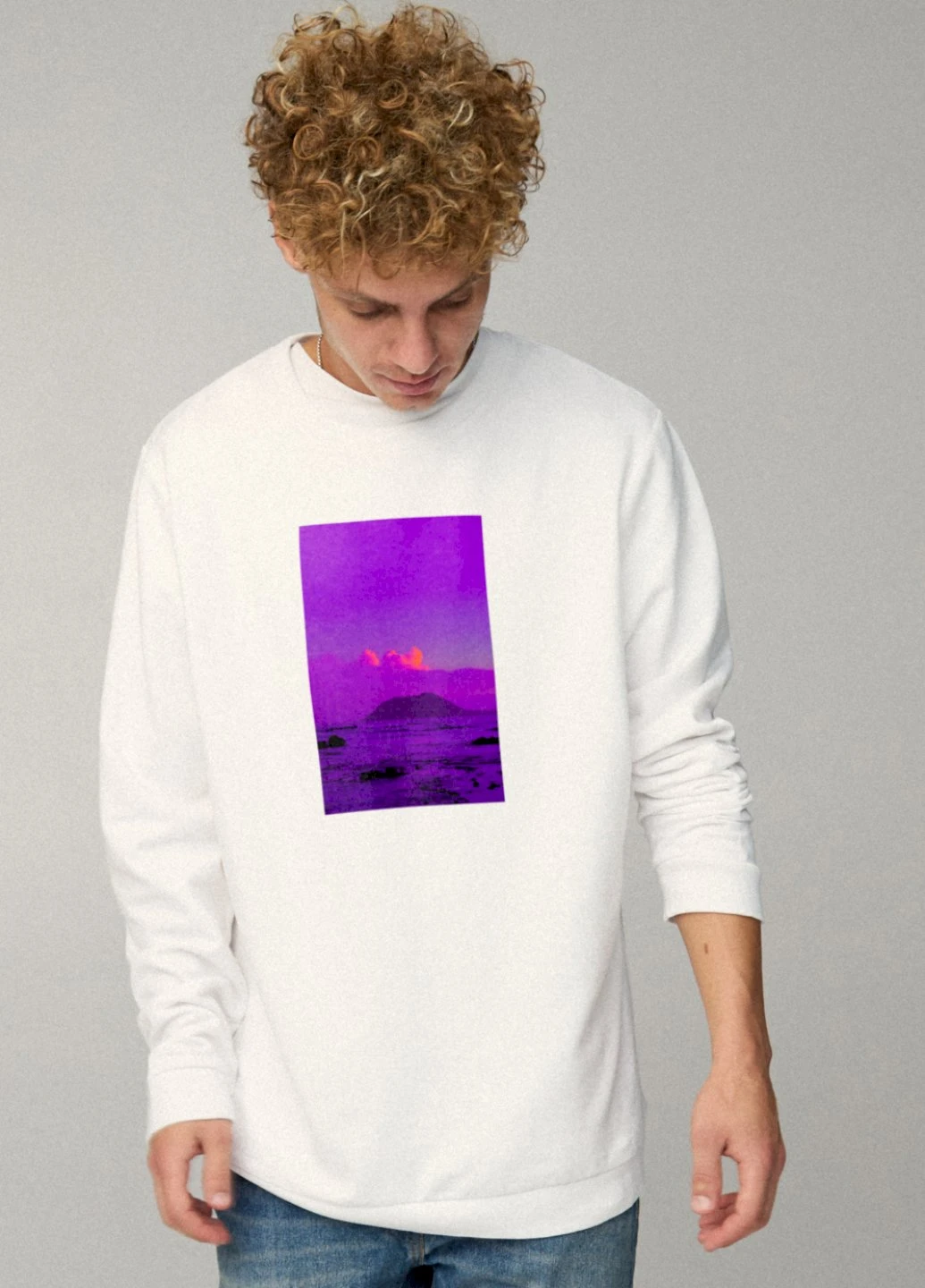 Белый світшот чоловічий oversize /no flis/ YAPPI рисунок (254557724)