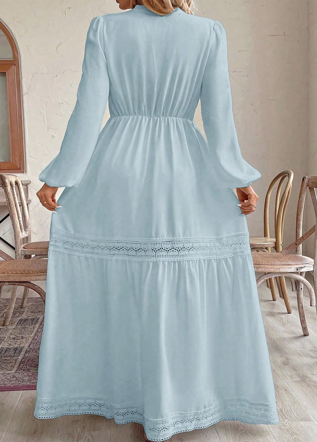 Серо-голубое вечернее платье а-силуэт SHEIN однотонное