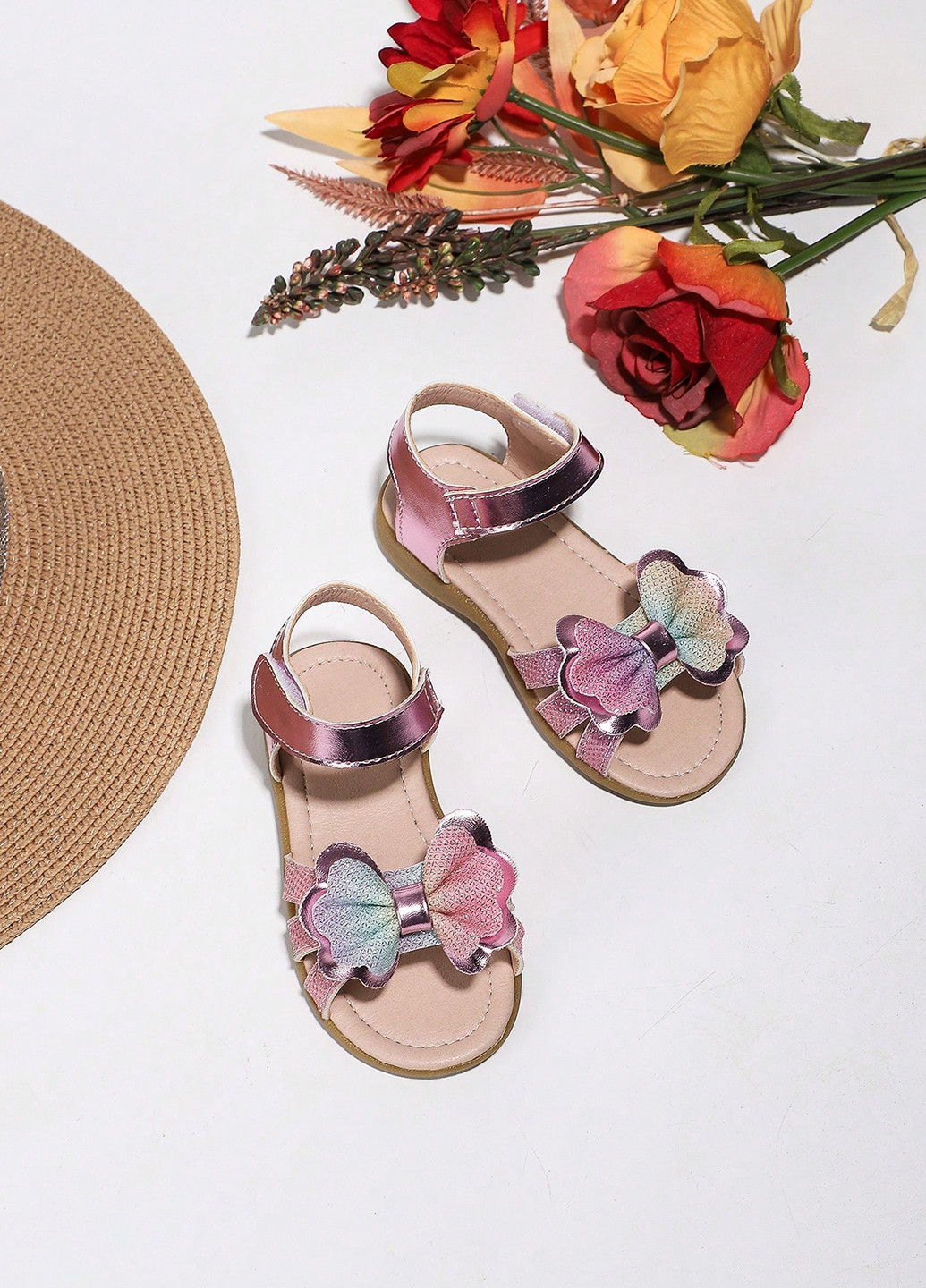 Светло-розовые кэжуал сандалии SHEIN на липучке