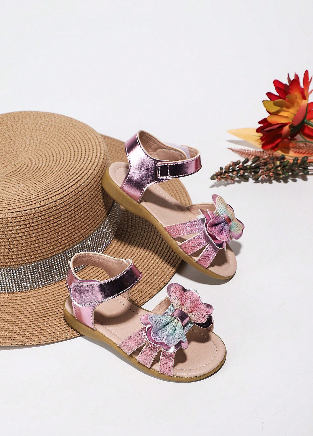 Светло-розовые кэжуал сандалии SHEIN на липучке