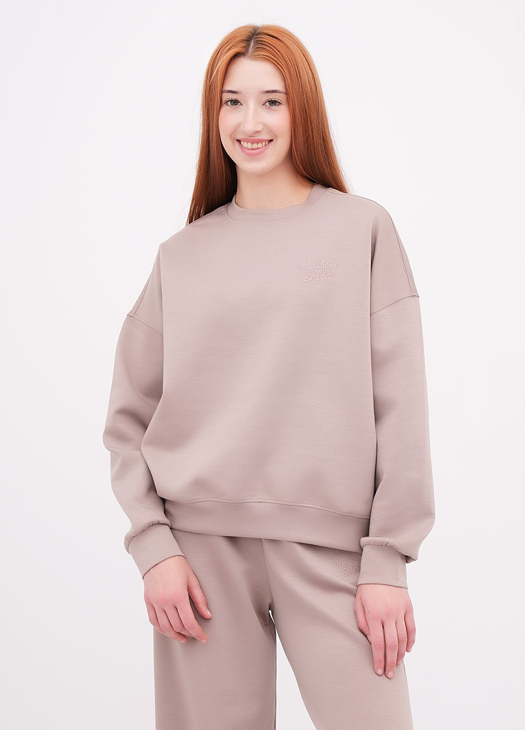 Бежевий світшот EQUILIBRI однотонний вишивка (355383156)