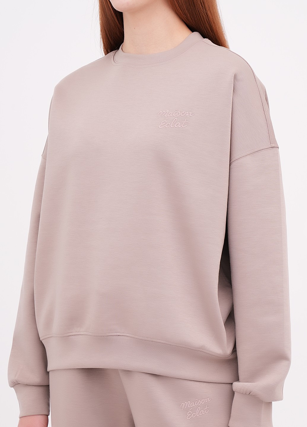 Бежевий світшот EQUILIBRI однотонний вишивка (355383156)