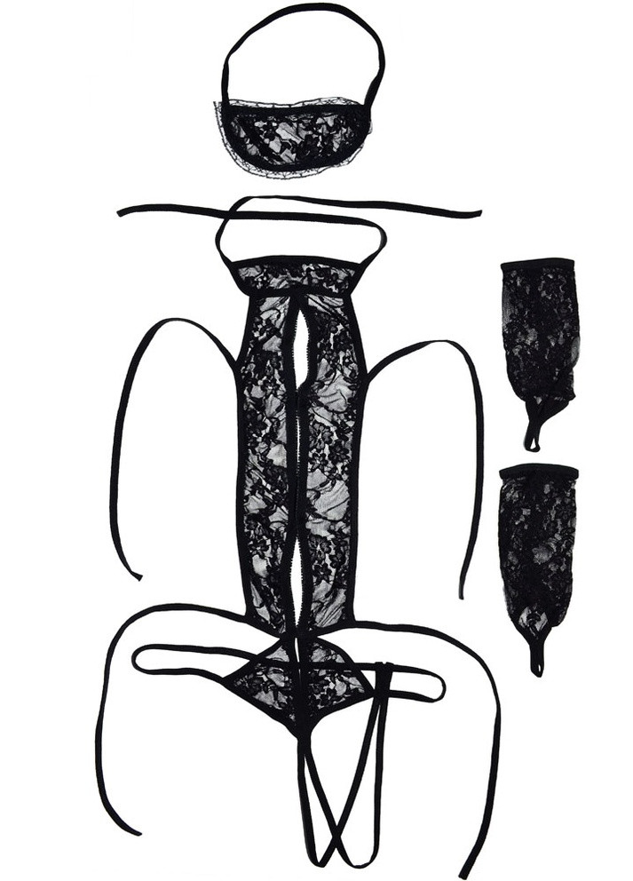 Комбидресс Langsha цветочный чёрный откровенный полиамид, эластан