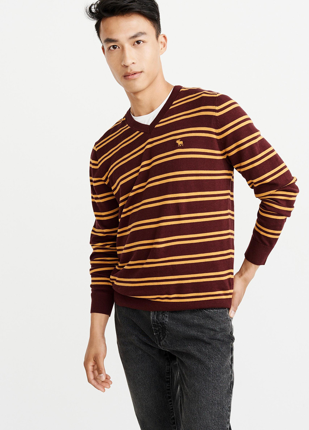 Бордовый демисезонный пуловер пуловер Abercrombie & Fitch